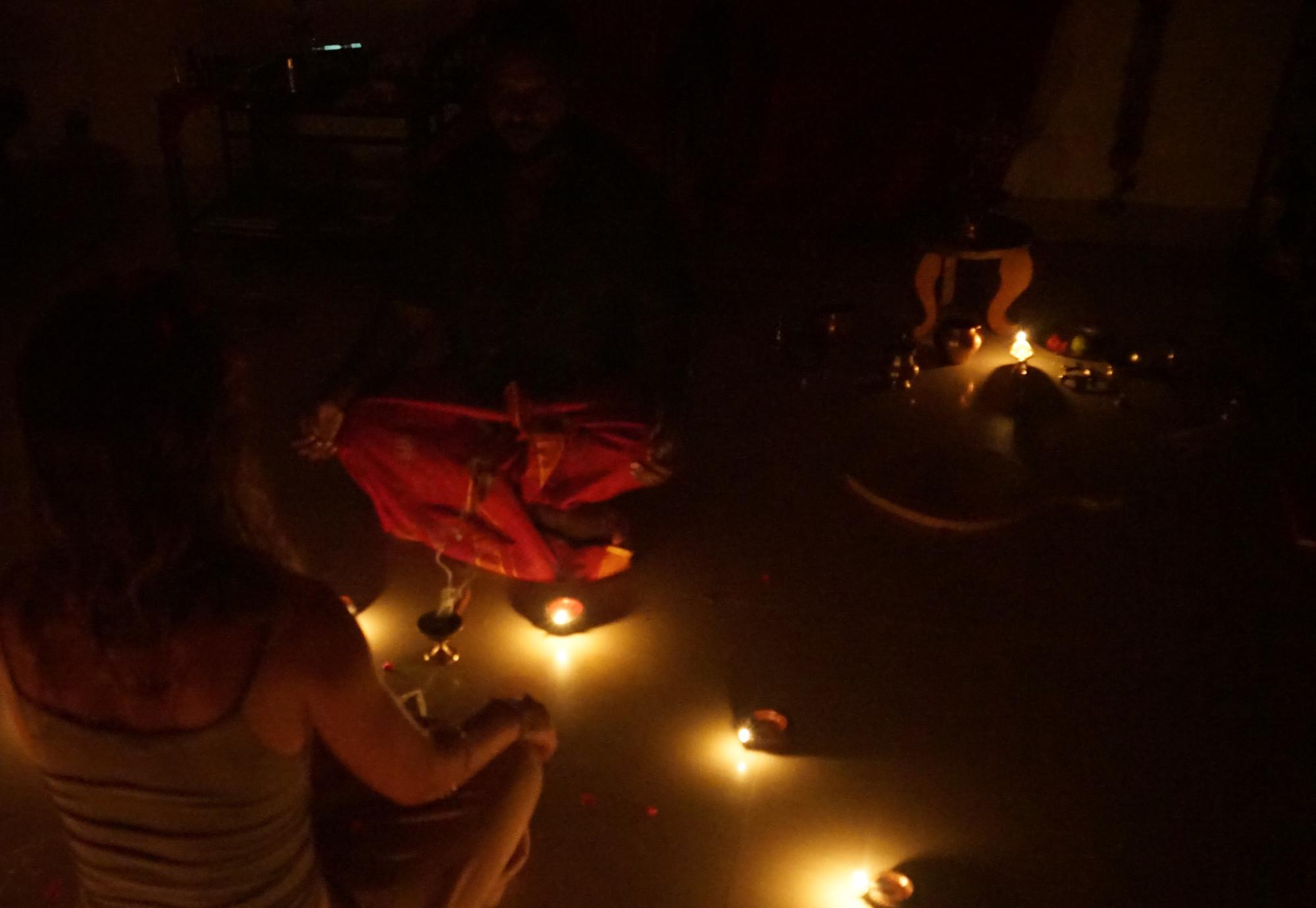 Spiritual healing ceremony with candles